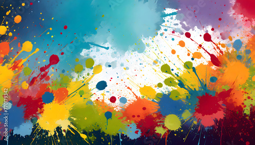 Colorful Paint Splatter background . Generative AI.