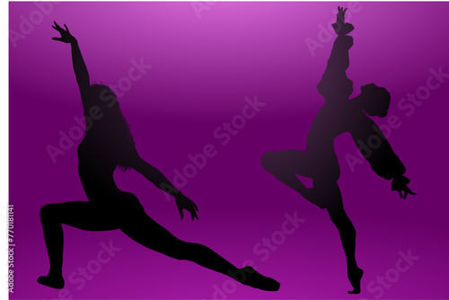 mujeres, ilustracion, vector, silueta, modelos, fashion, modelos, moda, pose, danza, baile, entrenamiento