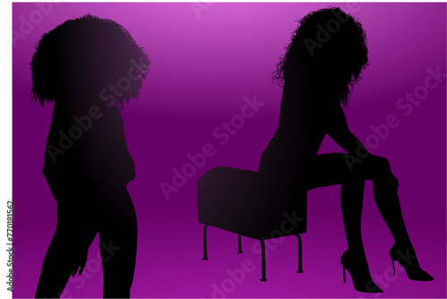 mujeres, ilustracion, vector, silueta, modelos, fashion, modelos, moda, pose
