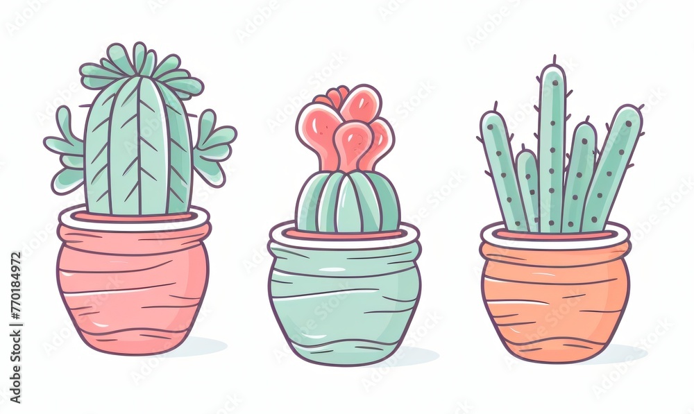 A trio of succulents in ceramic pots their harmonious arrangement soothing against white A trio of succulents in ceramic pots their harmonious arrangement soothing against white