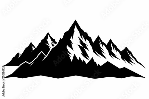 Mountains black silhouette vector with white background.