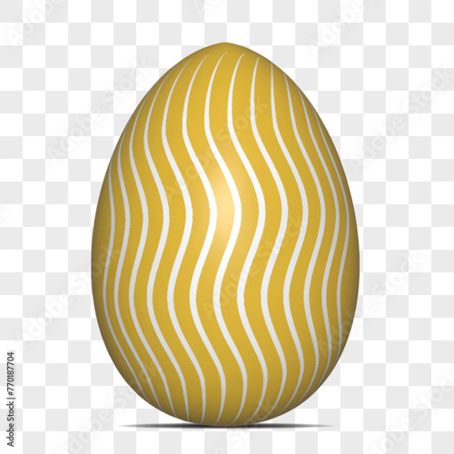 easter egg with ribboni, 3d realistic, with ornament on a transparent background