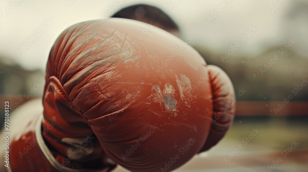 Even through his gloves you can see the strain and tension in a boxers fists as he prepares to strike.