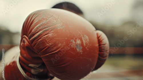 Even through his gloves you can see the strain and tension in a boxers fists as he prepares to strike. © Justlight