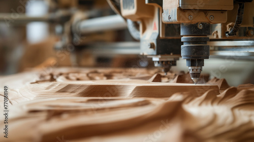 Woodworking meets technology, innovative woodworking workshop, CNC routers and laser cutters alongside traditional hand tools, detailed craftsmanship enhanced by precise technology