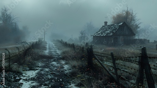 eerie stillness of a deserted battlefield, where the only sound is the mournful cry of the wind through rusted barbed wire. Each abandoned trench and shattered bunker stands.