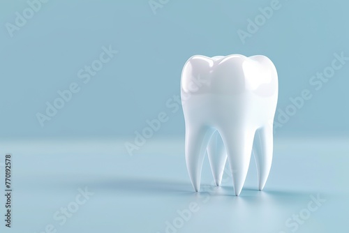 Tooth model on blue background, Copy space, Ai Generated