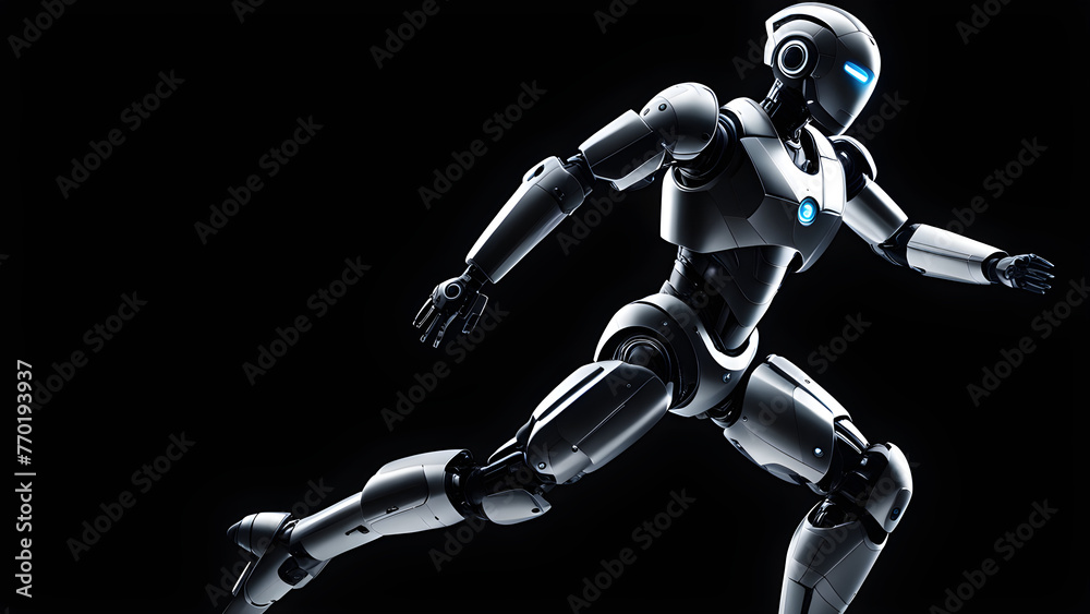 This is an image of a robot equipped with artificial intelligence running.
AI robot image. Generative AI. This is an image of a robot equipped with artificial intelligence running.
AI robot image. Generative AI.