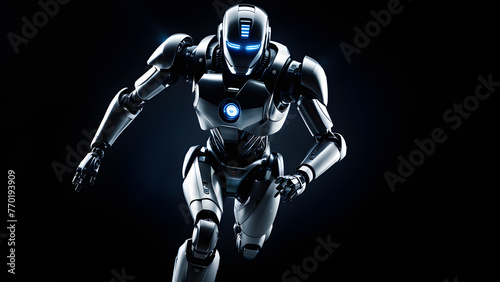 This is an image of a robot equipped with artificial intelligence running.
AI robot image. Generative AI.