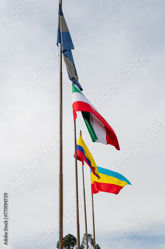 Bandera de Colombia, Zipaquira y Cundinamarca ondeando al aire, Zipaquira, Colombia, Sur America photo