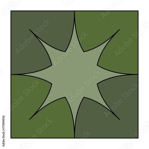 Abstract star-shaped design in shades of green. Vector illustration. EPS 10.