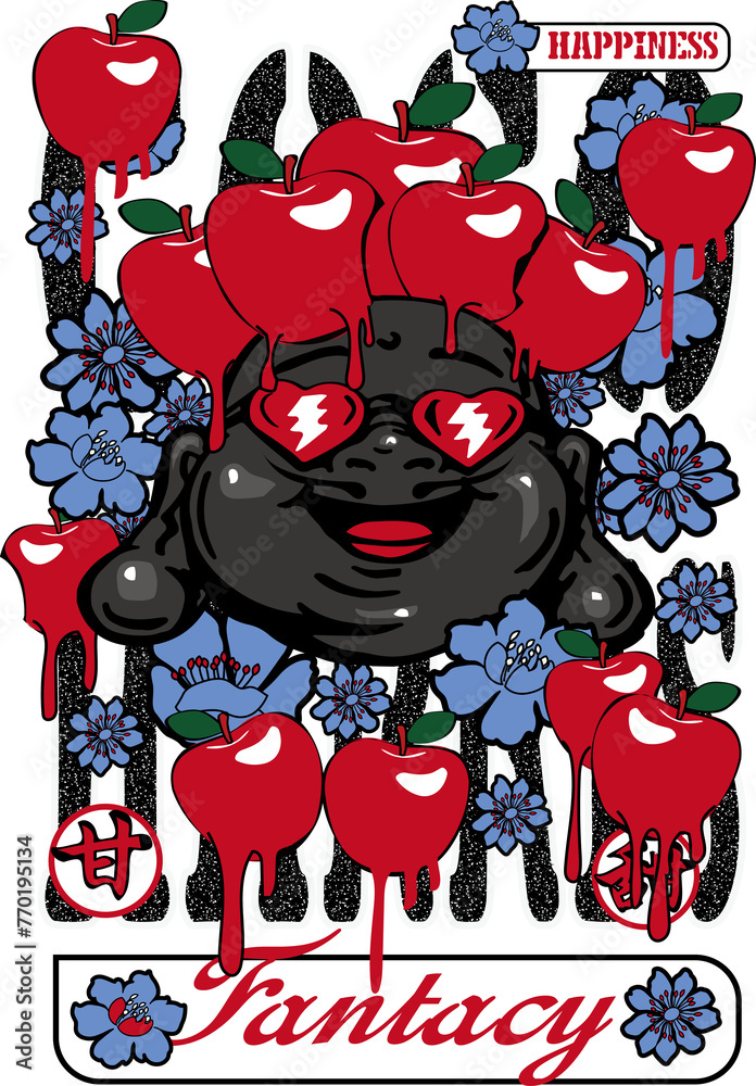with melted apples on head with melted apples on head