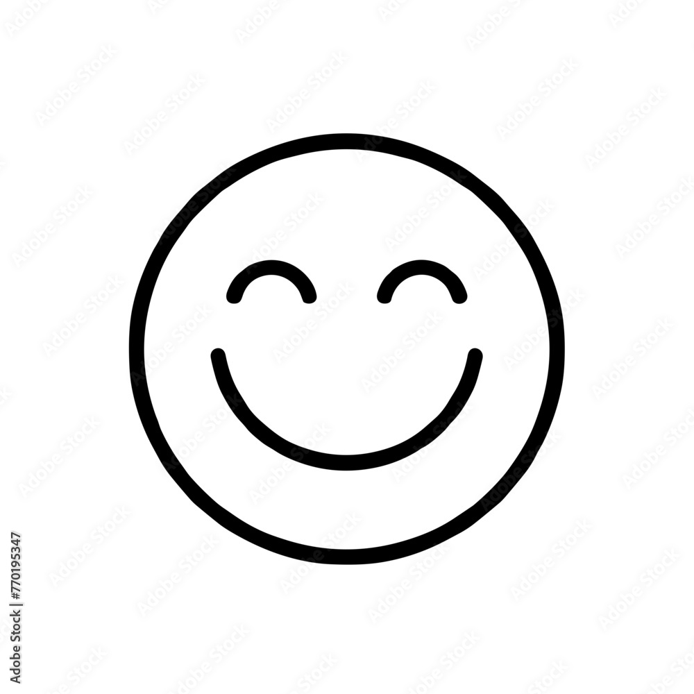 Fototapeta premium Line Drawing Icon of a Happy Face