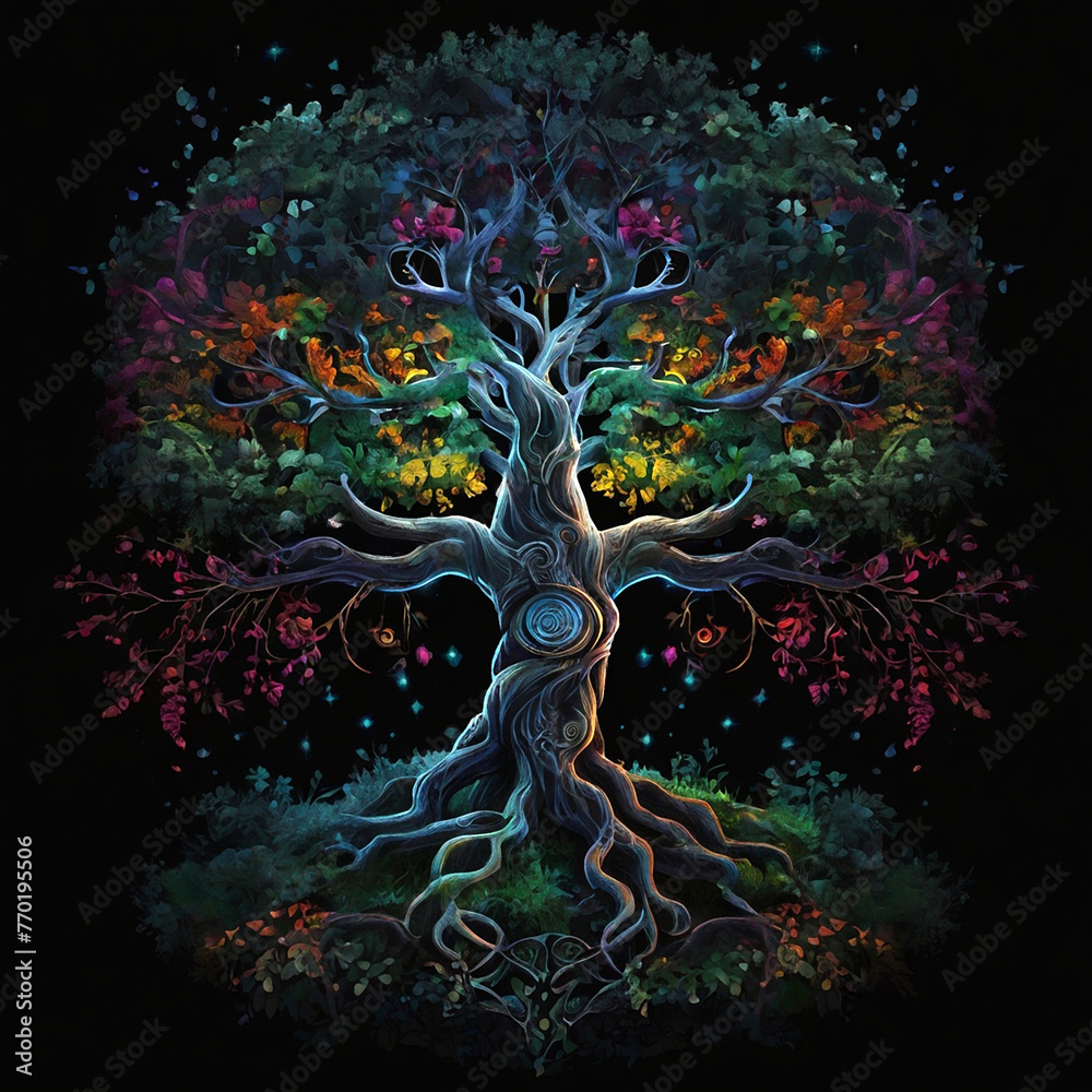 Tree of life illustration on black backround
Tree of life illustration on black backround