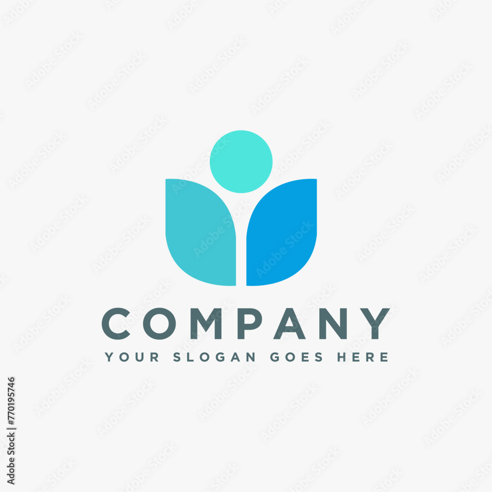 Modern abstract minimalist human leaf logo icon vector on white background Modern abstract minimalist human leaf logo icon vector on white background