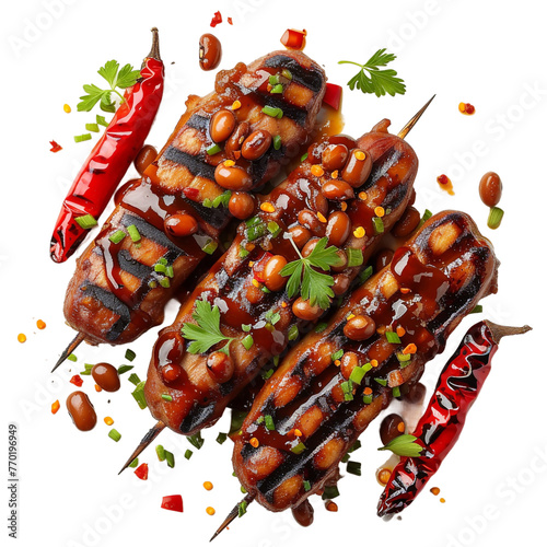 Yummy BBQ Bambara Beans isolated on white background photo