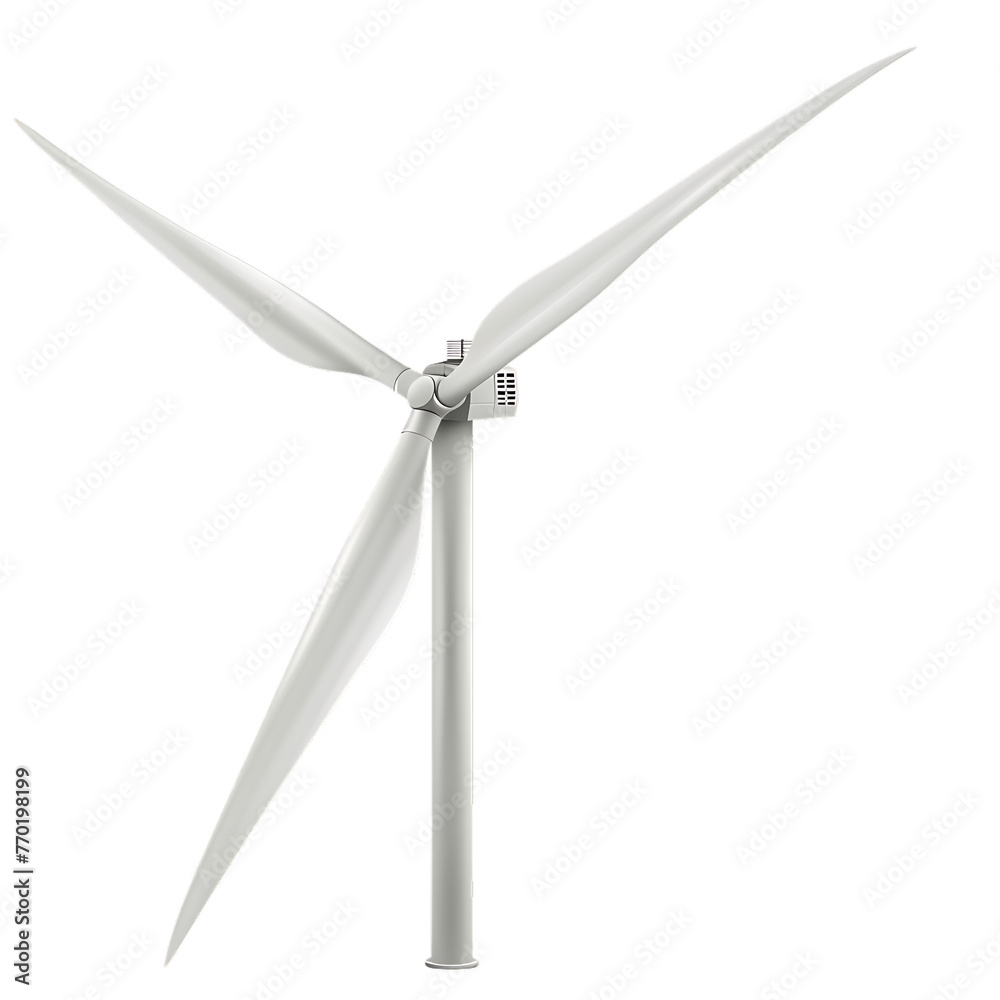 Wind turbine alternative energy resource isolated on white photo-realistic vector - obrazy, fototapety, plakaty 