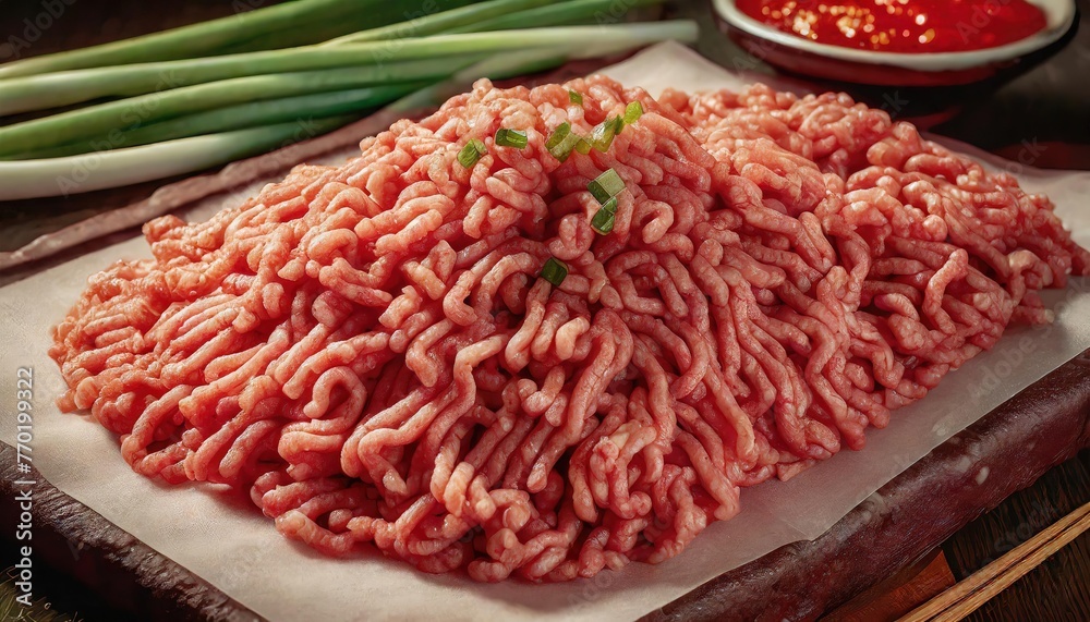 Raw Ground Beef on Butcher Paper