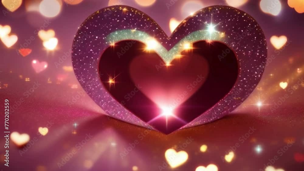 Romantic Heart-Shaped Bokeh Background with Stars and Valentine's Day Symbols Romantic Heart-Shaped Bokeh Background with Stars and Valentine's Day Symbols