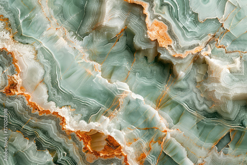 A detailed closeup of an onyx surface, showcasing the intricate patterns and colors that make it a one-of-a-kind piece for interior design spaces. Created with Ai