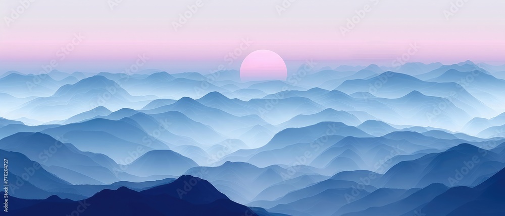 design blue peaks in sun setting time digitally made background or texture illustration