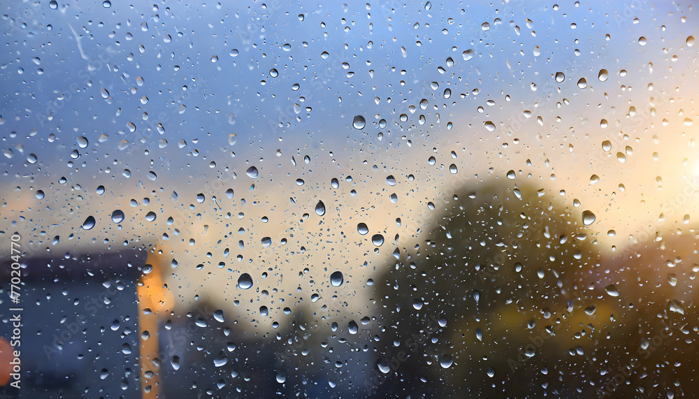 Rainy Day Window Drops background. Generative AI.