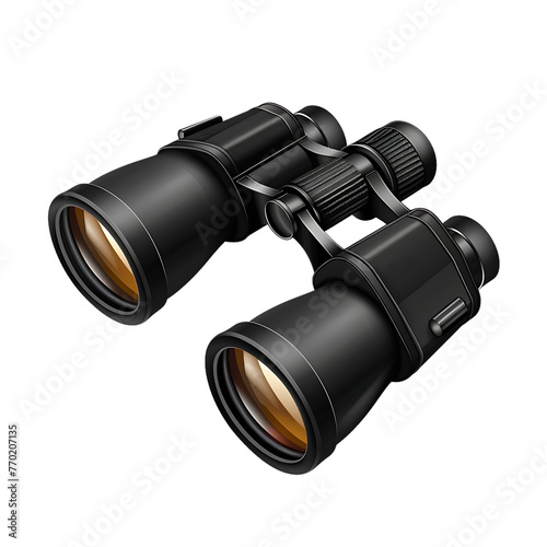 Black binoculars isolated on white photo-realistic vector illustration