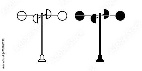 Four cup anemometer icon set isolated on white background