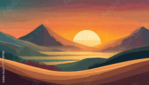 Somewhere there is a beautiful sunset today stock illustration. Generative AI.