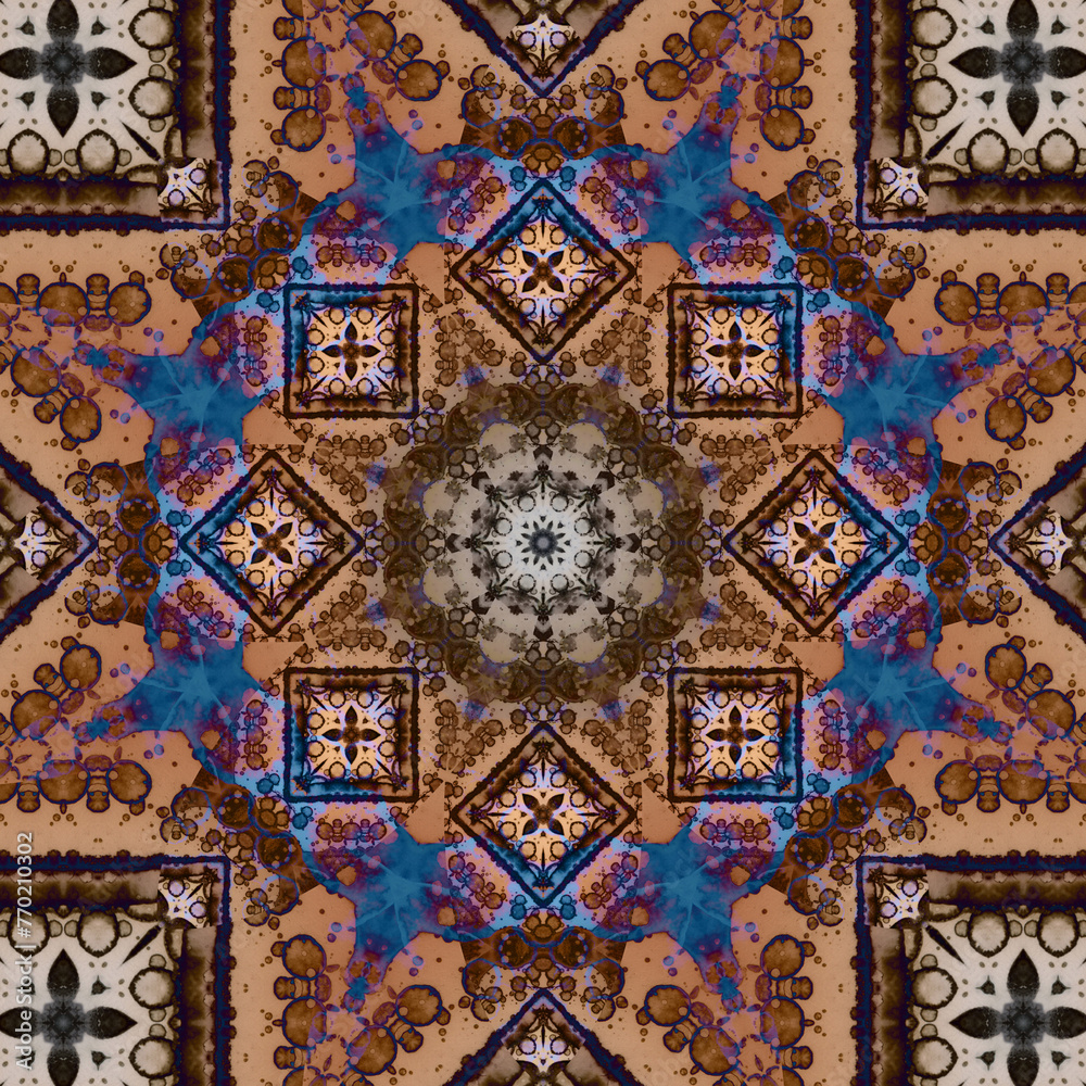Seamless square pattern. The pattern is abstract. The texture is richly decorated Seamless square pattern. The pattern is abstract. The texture is richly decorated