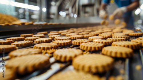 Cookie factory, food industry. Fabrication. Cookie production