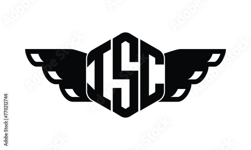 ISC polygon wings logo design vector template. photo