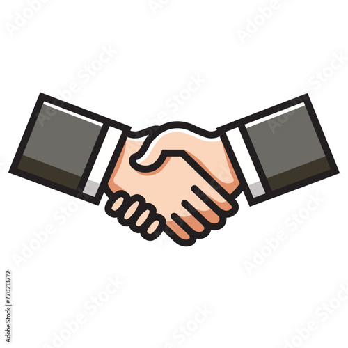 Illustration Vector Graphic Cartoon of Two Hands Shaking in a Friendly Gesture, Symbolizing Partnership, Agreement, Cooperation, Unity, and Professionalism in Business and Social Interactions photo