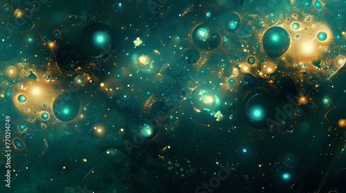 Celestial Teal and Gold Nebula Wallpaper Background