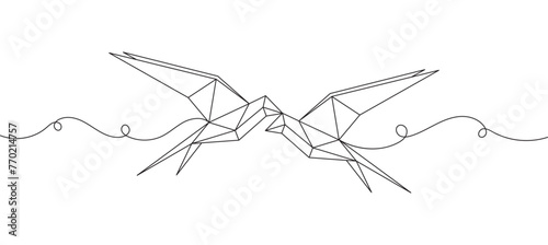 Origami bird line art style, line art isolated vector illustration