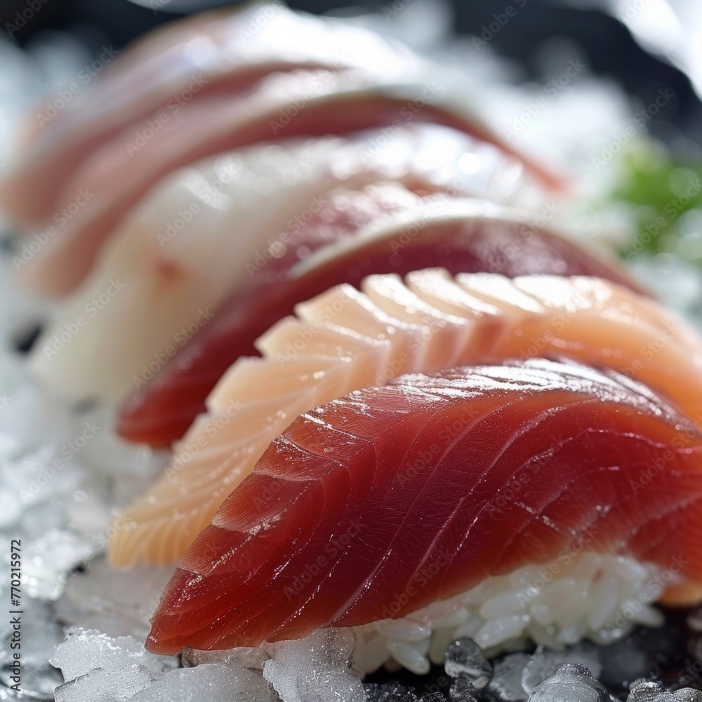 Raw fish in sushi Raw fish in sushi