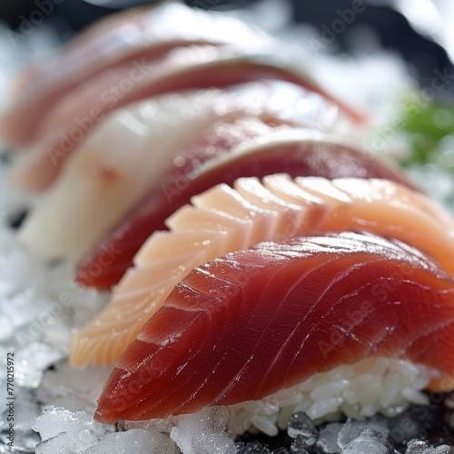 Raw fish in sushi photo