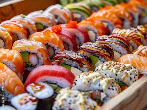Savoring the variety of delicious sushi
