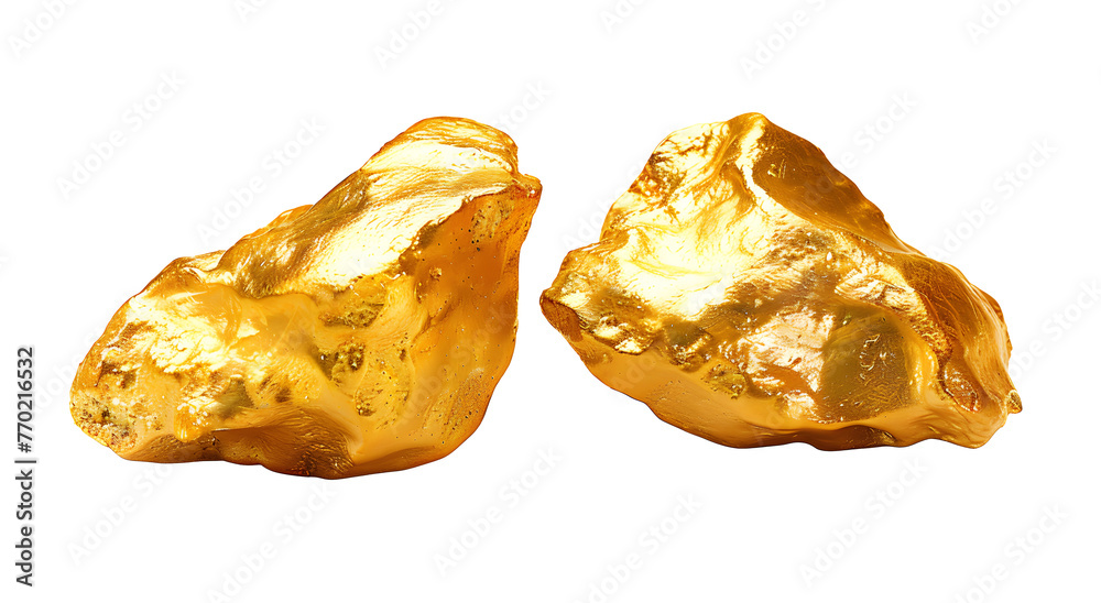 shiny gold nugget gleaming on white background or transparent PNG, symbol of wealth shiny gold nugget gleaming on white background or transparent PNG, symbol of wealth