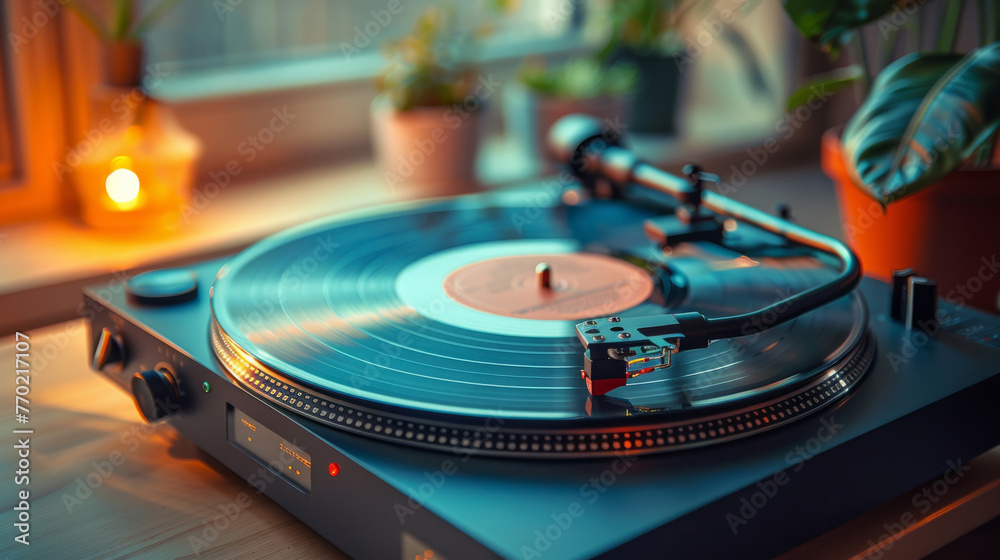 High-end audio system, vinyl record playing High-end audio system, vinyl record playing