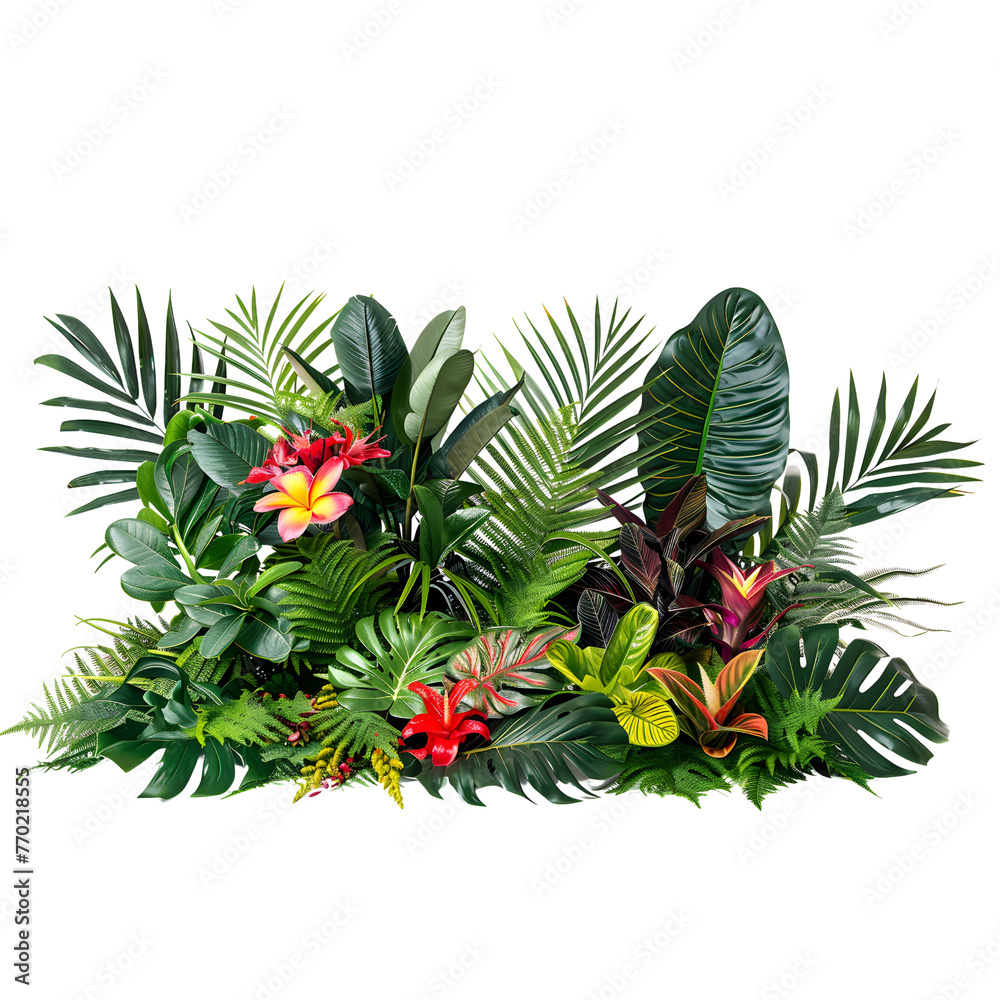 Obraz premium Central Foliage: A Stunning Display of Lush Variety, Clustered in the Center Frame for Maximum Impact.