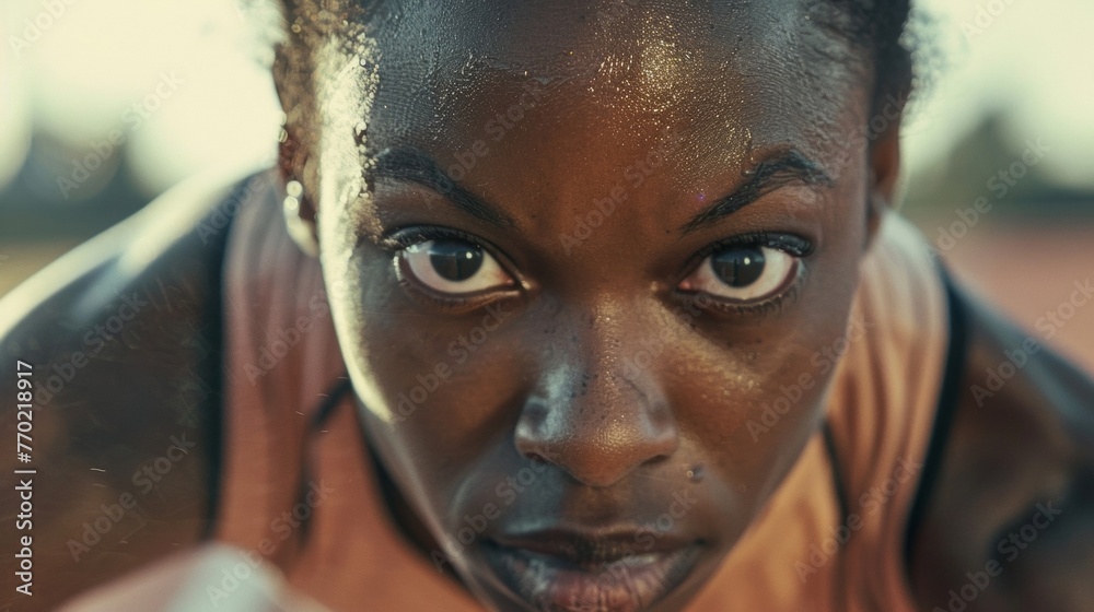 The look of pure determination on a track runners face as they push towards the finish line. The look of pure determination on a track runners face as they push towards the finish line.