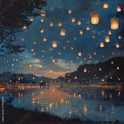 The floating lantern festival traditional holiday 