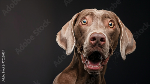 portrait of a shocking dog Brown Weimaraners, funny and happy dog, pet lover, brown dog © INTAN