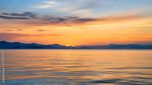 Serene Sundown in the Gulf: A Transparent Dance of Colors Between Sky, Sea, and Land