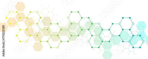 Background image of technology, molecular structure concept or chemical engineering, scientific genetic research.