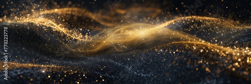 Golden wave of dust on a black background