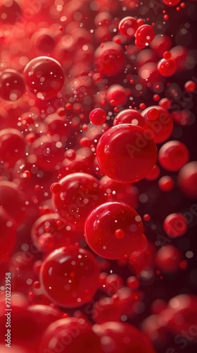 Red blood cells floating in a blood vessel