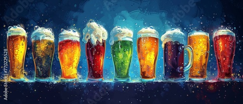 A graphic tee design for a beer enthusiast group, showing a lineup of frosty beers photo