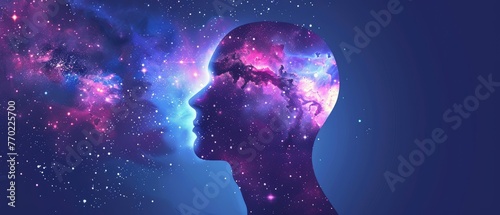 A digital illustration of a human silhouette filled with a galaxy symbolizing the infinite potential within each person